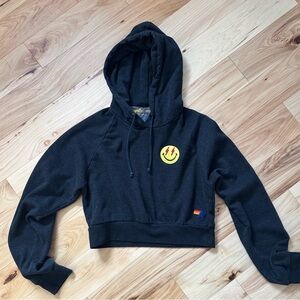 Aviator Nation Cropped Charcoal Gray Hoodie